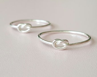 Love Knot Ring set of two friendship rings sterling silver minimalist bridesmaid proposal gift