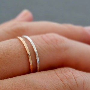 Super Thin Rings 14k Rose gold filled and Sterling Silver set of 2 minimalist gift for women Australia image 1