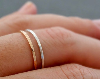 Super Thin Rings 14k Rose gold filled and Sterling Silver set of 2 minimalist gift for women Australia