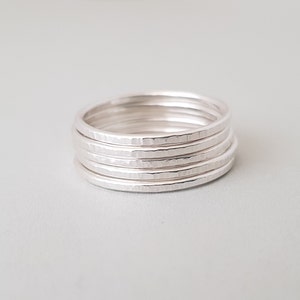 Thin Silver Ring textured band minimalist ring sterling silver thumb ring handmade jewellery stackable rings for women dainty boho jewelry image 6