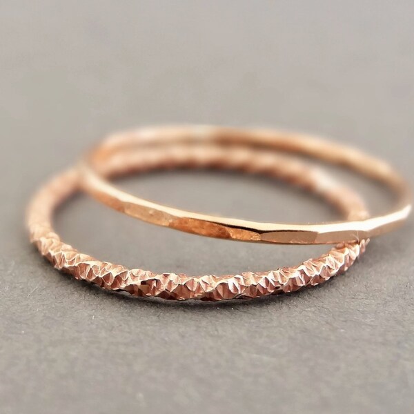 Rose Gold Rings delicate gold thumb ring 2 Super Thin Stackable Midi Rings - Knuckle Ring