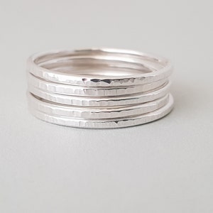 Thin Silver Ring textured band minimalist ring sterling silver thumb ring handmade jewellery stackable rings for women dainty boho jewelry image 7