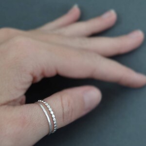 Thumb Ring set of 2 thin sterling silver rings for women boho beaded band stackable ring set Australia shops anti anxiety fidget rings image 2