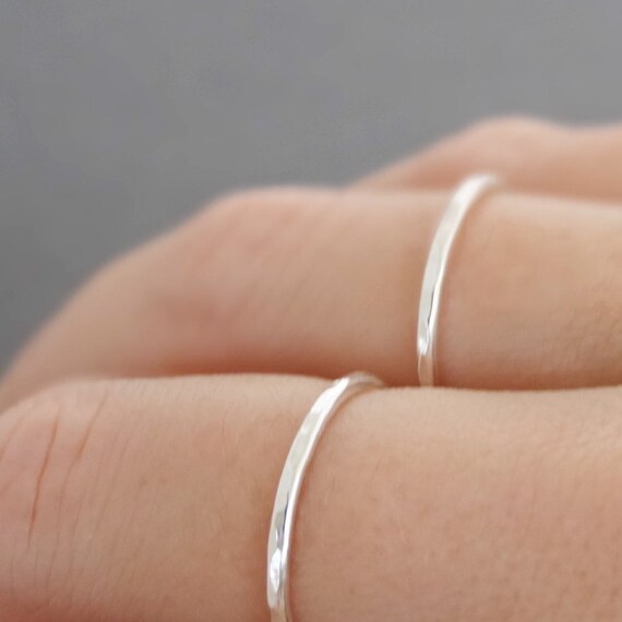 Set of 2 Sterling Silver Dainty Stacking Thumb Ring