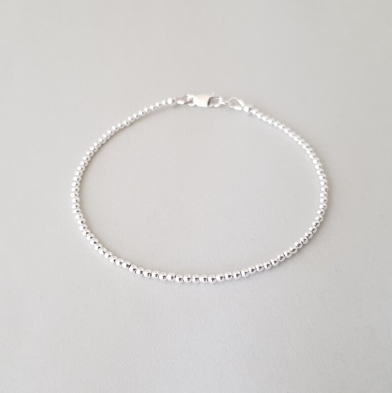 Silver Beaded Bracelet stackable friendship beads bracelets minimalist Valentine's Day gift for her bestie image 7