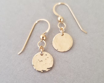 Gold Filled Disc Earrings dainty everyday jewelry for women minimalist gift for her 14k gold filled dangles