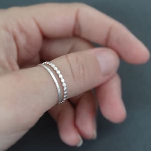 Thumb Ring set of 2 thin sterling silver rings for women boho beaded band stackable ring set Australia shops anti anxiety fidget rings image 1