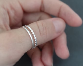 Thumb Ring set of 2 thin sterling silver rings for women boho beaded band stackable ring set Australia shops anti anxiety fidget rings