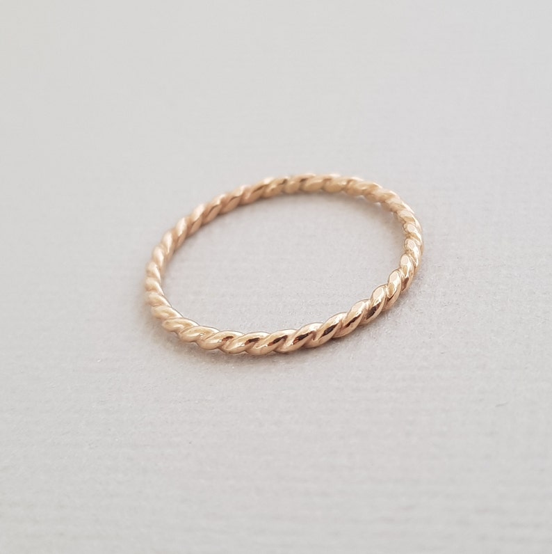 Gold Ring thin band 14k Gold Filled twist ring Boho thumb Ring thin stackable rings minimalist gift for women image 4