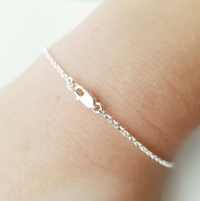 Dainty Silver Bracelet tiny sideways cross anklet chain sterling silver charm Catholic jewelry daughter gifts image 5