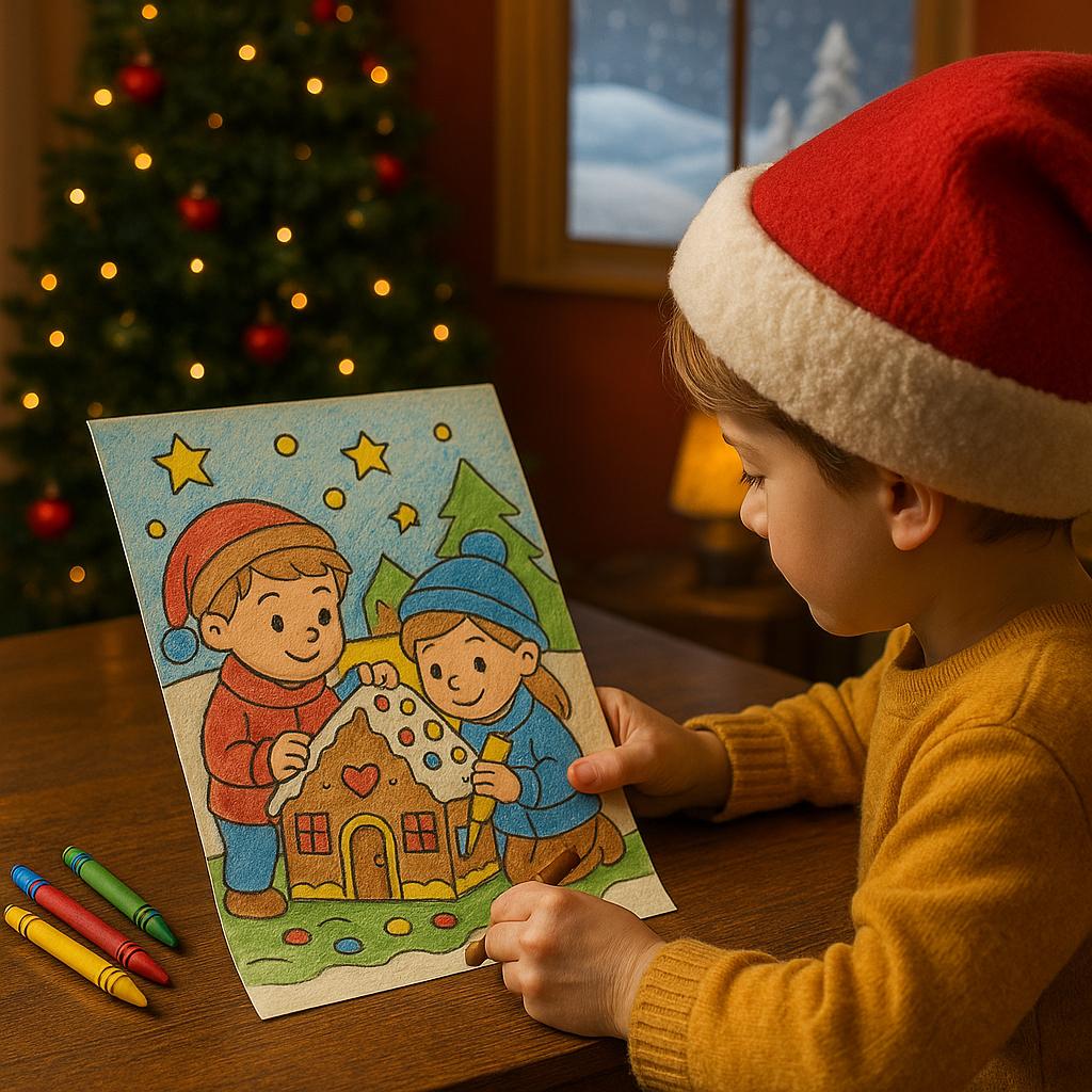 60 Weihnachts-Ausmalbilder für Kinder – PDF-Set A4 | Hiver, Elfen
