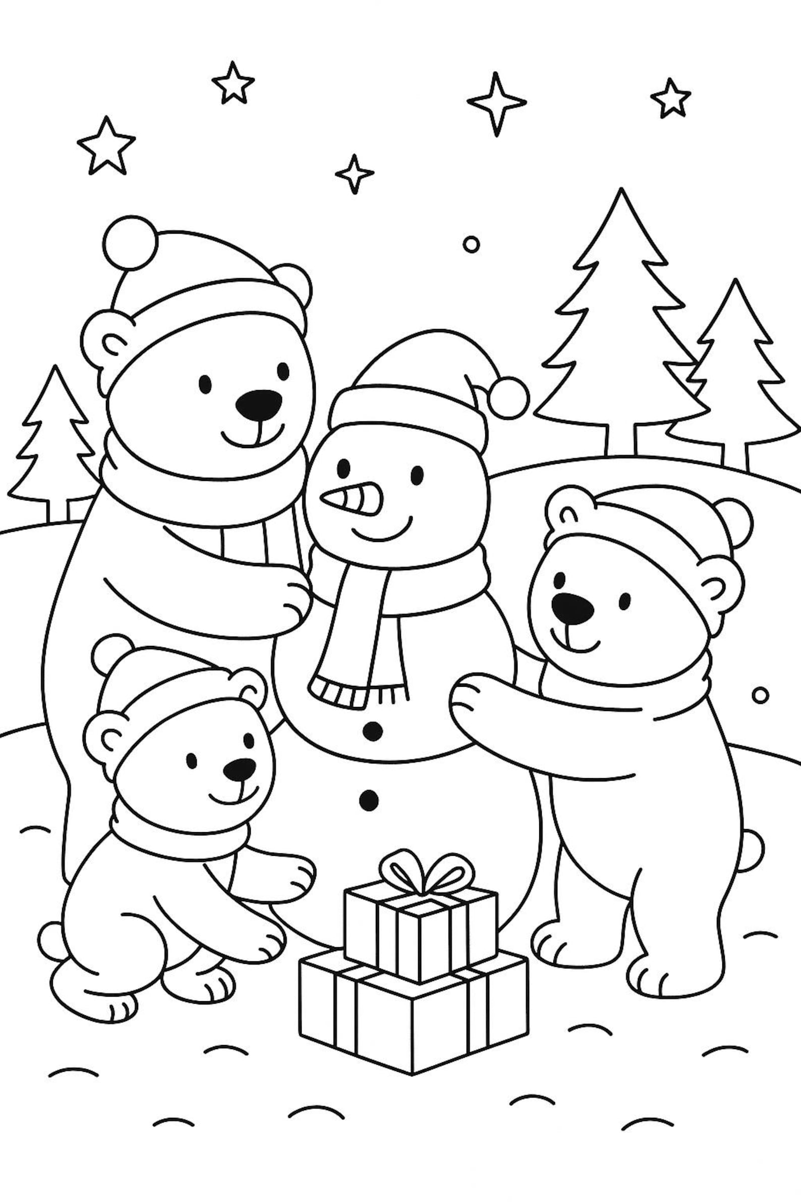 60 Weihnachts-Ausmalbilder für Kinder – PDF-Set A4 | Hiver, Elfen
