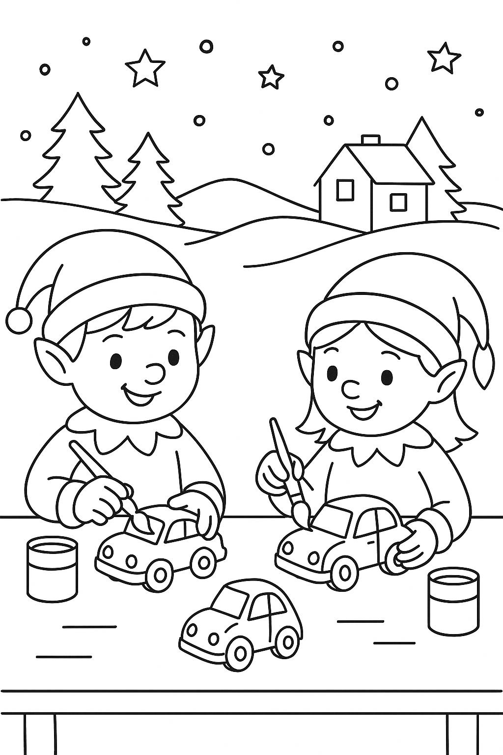 60 Weihnachts-Ausmalbilder für Kinder – PDF-Set A4 | Hiver, Elfen