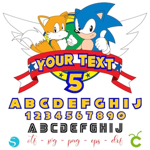 Cumpleaños de Sonic Svg, Sonic Svg Cricut, Sonic Png, Fuente Sonic, Letras Sonic Svg, Clipart Sonic, Camiseta de bebé Diy Svg, Camiseta de bebé Sonic con fuente Diy