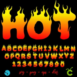 Letras de fuego svg, letras de fuego svg, fuente de Cricut, números de fuego, números de fuego png, letras de fuego svg, silueta de fuego, letras de autos svg