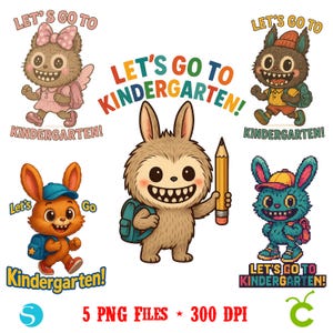 Cute Labubu Style Kindergarten Shirt for Boys & Girls, Back to School Monster Design, First Day of School Outfit, Kindergarten PNG Labubu