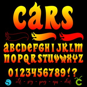 Cars Font OTF, Hot Cars Letters Cricut Svg, Cars font svg, Birthday Letters Svg, Baby font, Baby Letters Svg, Cars Svg Cricut Birthday font