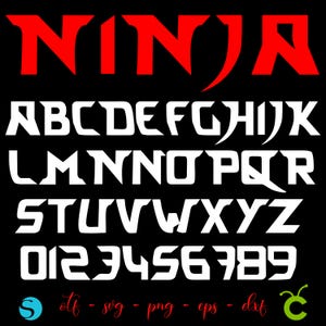 Fuente Ninja OTF, Letras Ninja SVG Cricut, Fuente Ninja Svg, Alfabeto Ninja Svg Png, Archivo SVG de fuente Ninja para Cricut, Fuente infantil, Fuente bebé svg