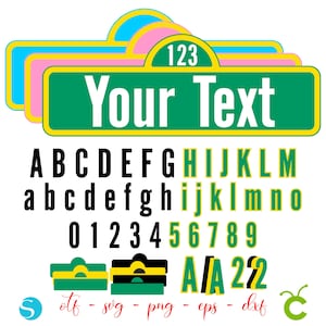 Plaque de rue SVG, logo de rue Cricut, plaque Svg de rue, police de caractères, plaque de rue personnalisée, lettres de rue Svg plaque de rue Png, ensemble de Svg de rue