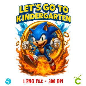 Sonic PNG, Koszulka Sonic Kindergarten, Pierwszy dzień przedszkola Sonic do druku, Koszulka Gamer Kids Sonic, Koszulka z zabawnym Sonicem, Powrót do szkoły