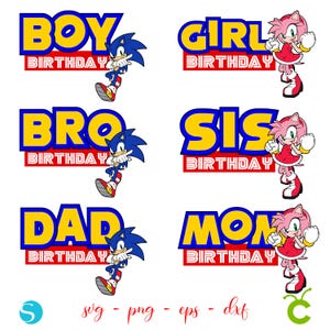 Maglietta di compleanno di Sonic Png, Sonic SVG Cricut Sonic PNG Logo stampabile Maglietta personalizzata di Sonic fai da te svg Maglietta di compleanno svg, Maglietta di famiglia svg