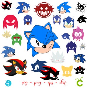 Sonic visage Svg Cricut, Sonic Png Bundle, Sonic Svg, Clipart Sonic, anniversaire Sonic, Sonic Cricut, chemise bébé bricolage, visages Svg, chemise Sonic bricolage
