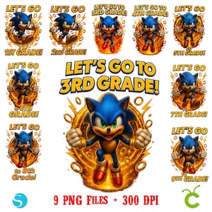Zestaw Sonic School PNG, projekty koszulek na powrót do szkoły, koszulka z okazji pierwszego dnia szkoły, clipart Sonic png, pierścień Sonic, 1. klasa, koszulka dla dzieci Gamer