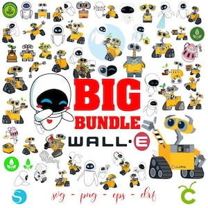 Pacchetto Svg Wall-e Svg, Wall-e ed Eve Png, Wall-e Png, Wall-e Cricut, Vettore Wall-e, Maglietta Wall-e fai da te Svg, Maglietta compleanno bambino svg, Wall e