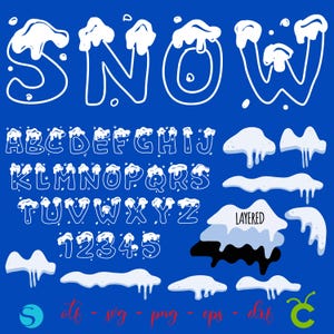 Vectores SVG de fuentes de nieve Alfabeto de fuentes de nieve Fuentes navideñas SVG Cricut Nieve Svg Letras navideñas Fuente navideña OTF Clipart de nieve Svg en capas