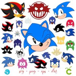 Pacchetto Sonic Svg, Sonic Png, Sonic Face Svg Cricut, Sonic Clipart, Compleanno di Sonic, Sonic Cricut, Maglietta per neonati fai da te, Facce Svg, Maglietta Sonic fai da te