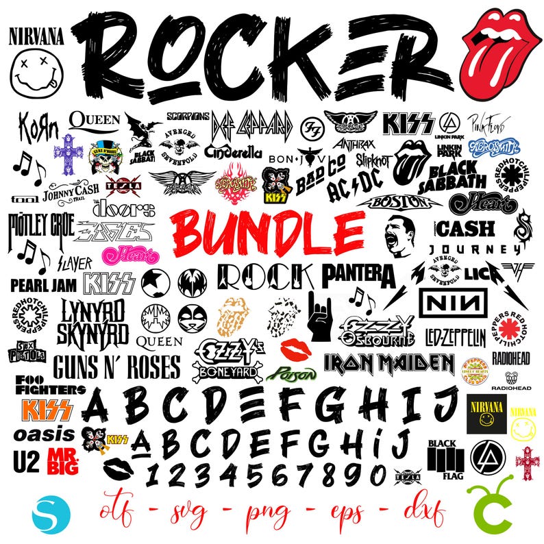 Rocker SVG Bundle, Rock Letters SVG Cricut, Rock Font Otf, Rock Svg ...