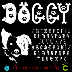Letras svg de perro, fuente de perro otf, fuente de bebé svg de alfabeto de perro, letras de perro Svg, fuente de animales, corte de perro SVG Cricut, perro Cricut, silueta de perros