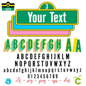 Plaque de rue personnalisée Svg, logo personnalisé Diy Street SVG Cricut Layered Street PNG Street police, lettres de la rue Svg anniversaire bannière bébé police