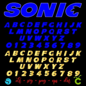 Carattere Sonic, lettere Sonic Svg Cricut, Sonic Svg, Sonic Png, compleanno di Sonic, Clipart di Sonic, maglietta per bambini fai da te Svg, carattere per bambini, lettere per bambini Svg