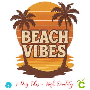 Retro Beach Shirt PNG - Beach Vibes T-Shirt - Summer Palm Tree Ocean Sunset Tee - Vacation Shirt Gift for Her or Him Summer Shirt Diy