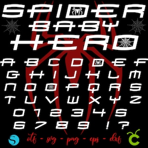 Fonte de herói OTF, letras de Halloween de super-heróis SVG Cricut cut Spider Svg Letras de super-heróis SVG Fonte de super-heróis svg, Fonte de aniversário svg Fonte de bebê