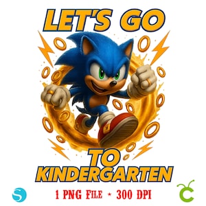 Sonic PNG, Koszulka Sonic Kindergarten, Pierwszy dzień przedszkola Sonic do druku, Koszulka Gamer Kids Sonic, Koszulka z zabawnym Sonicem, Powrót do szkoły