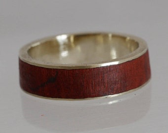 Wood wedding ring with personalized engraving on the inner side - Unique customizable wood ring