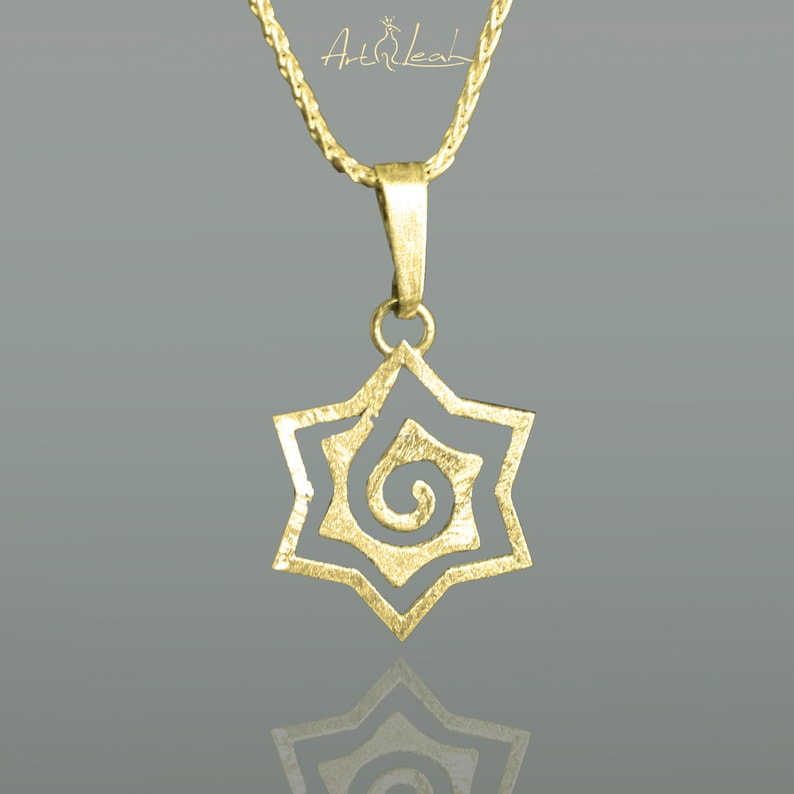 Gold Star of David pendant necklace, Designer Jewish jewelry gift for women. image 1