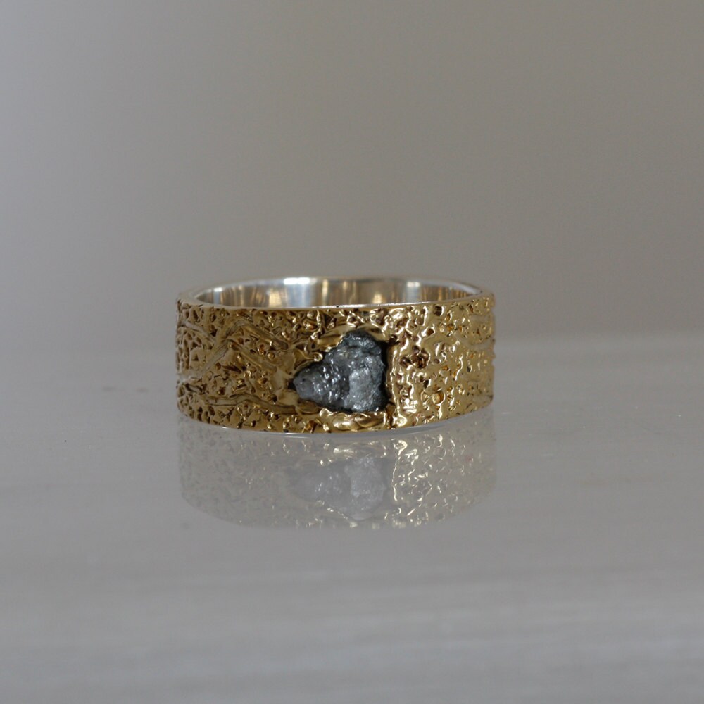 Raw Crystal Unique Engagement Ring Promise Alternative Band Etsy