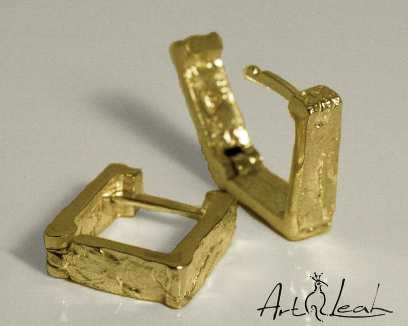 Gold Men Earrings Square Guy Earrings Gift for Guy Holy - Etsy Israel