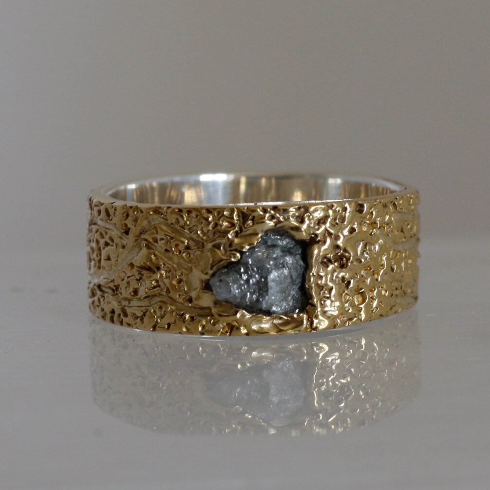 Raw Crystal Unique Engagement Ring Promise Alternative Band Etsy