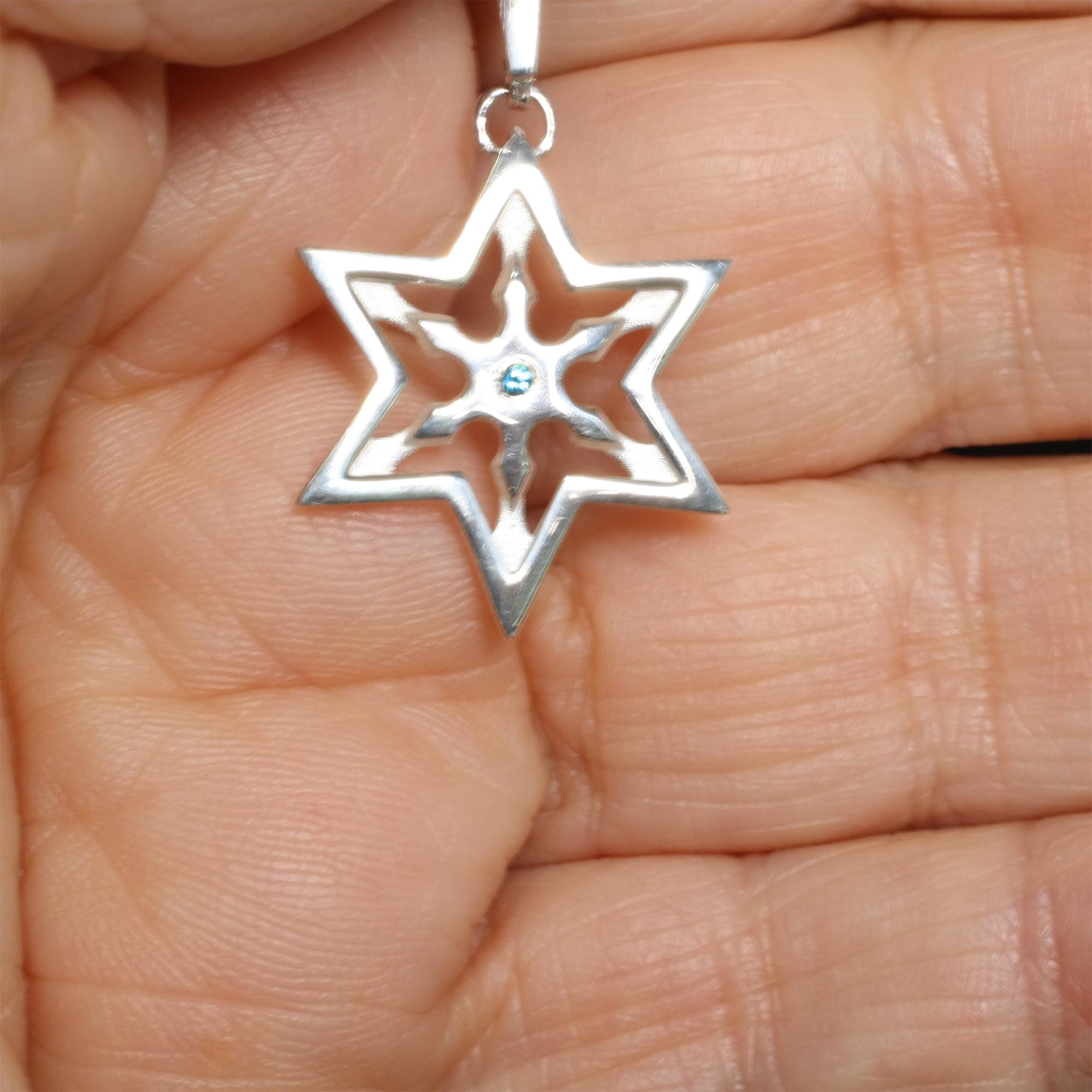 Silver Star of David Pendant Necklace, Strength & Protection