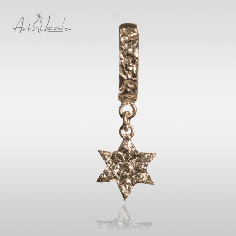 Star of David gold earrings for men and women, Designer unique earrings, Israeli jewelry, made in Haifa. image 9