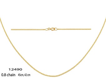 Dainty solid gold chain necklace in rose, white or yellow 14K or 18K gold, Custom length, Spiga gold chain, Israeli jewelry.