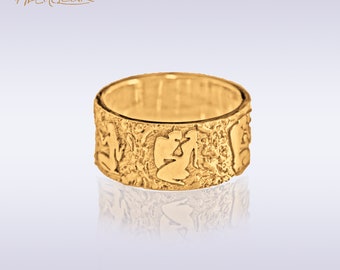 Wedding ring for men |Tree of life ring |Solomon erotic ring |Engraved ring |Statement ring |Israeli jewelry.