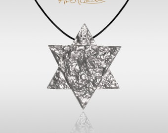 Jewish Star necklace for men, Large Magen David silver pendant, made in Israel.