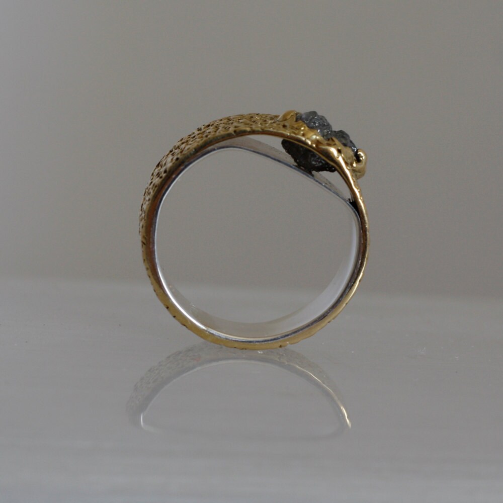 Raw Crystal Unique Engagement Ring Promise Alternative Band Etsy