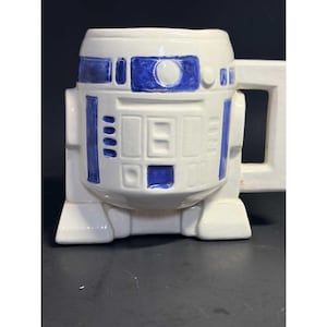 Mug R2-D2 Star Wars - Années 1970 - Vintage - Peint à la main - Céramique peinte par Great Plains - 1977-1979 - Petit pot de fleurs - Tasse à café