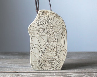 Lepiota Panel Mushroom vase  - MADE TO ORDER -  Handmade Ceramics  - Stoneware -